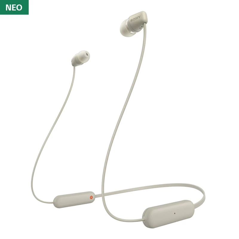Sony WI-C100 In-ear Bluetooth Handsfree Ακουστικά με Αντοχή στον Ιδρώτα Μπεζ