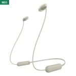 Sony WI-C100 In-ear Bluetooth Handsfree Ακουστικά με Αντοχή στον Ιδρώτα Μπεζ
