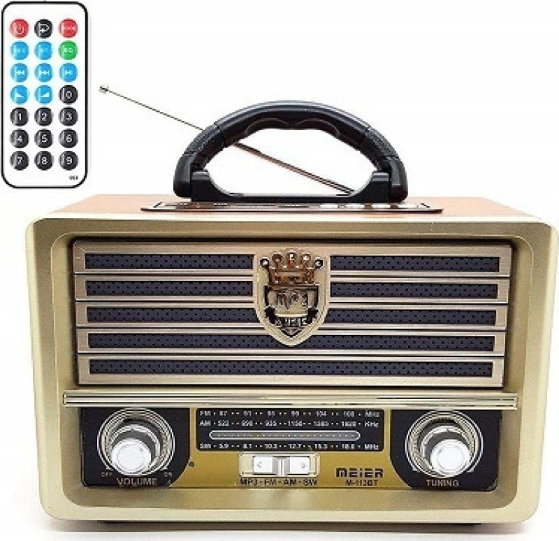 Meier M113BT Retro Επιτραπέζιο Ραδιόφωνο Επαναφορτιζόμενο με USB Καφέ