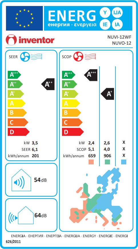 Inventor Neo ΝUVI-12WF/ΝUVO-12 Κλιματιστικό Inverter 12000 BTU A++/A+ με Ιονιστή και WiFi