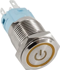 GloboStar 70779 LED Φωτιζόμενος Διακόπτης Χωνευτός Μπουτόν PUSH On Ανοξείδωτος AC 220-240V Αδιάβροχο IP67 Φ18mm Πορτοκαλί