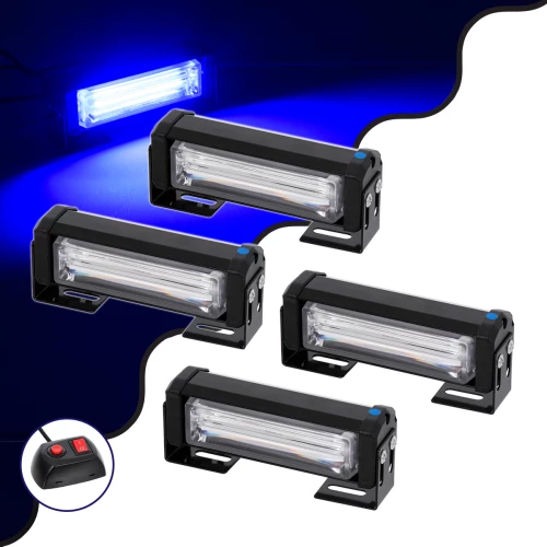 GloboStar 85032 PRO Series ΣΕΤ 4x Μπάρες Σήμανσης Οχήματος Αστυνομίας για Αυτοκίνητα & Φορτηγά LED 36W 10-30V IP65 Μπλε