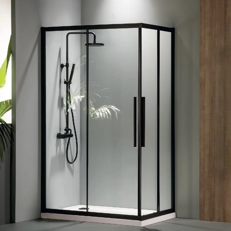 Devon Flow Corner Entry Black Matt Clean Glass 120x90x195 Παραλληλόγραμμη Καμπίνα