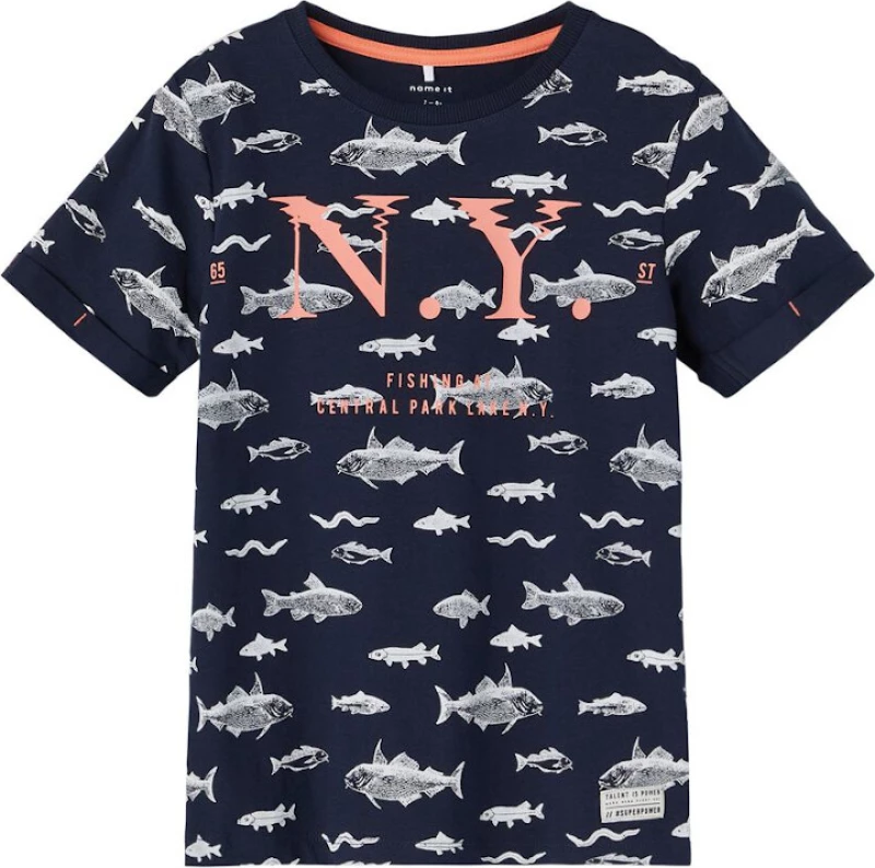 Name It T-shirt Παιδικό Fishing in N.Y. Μαύρο