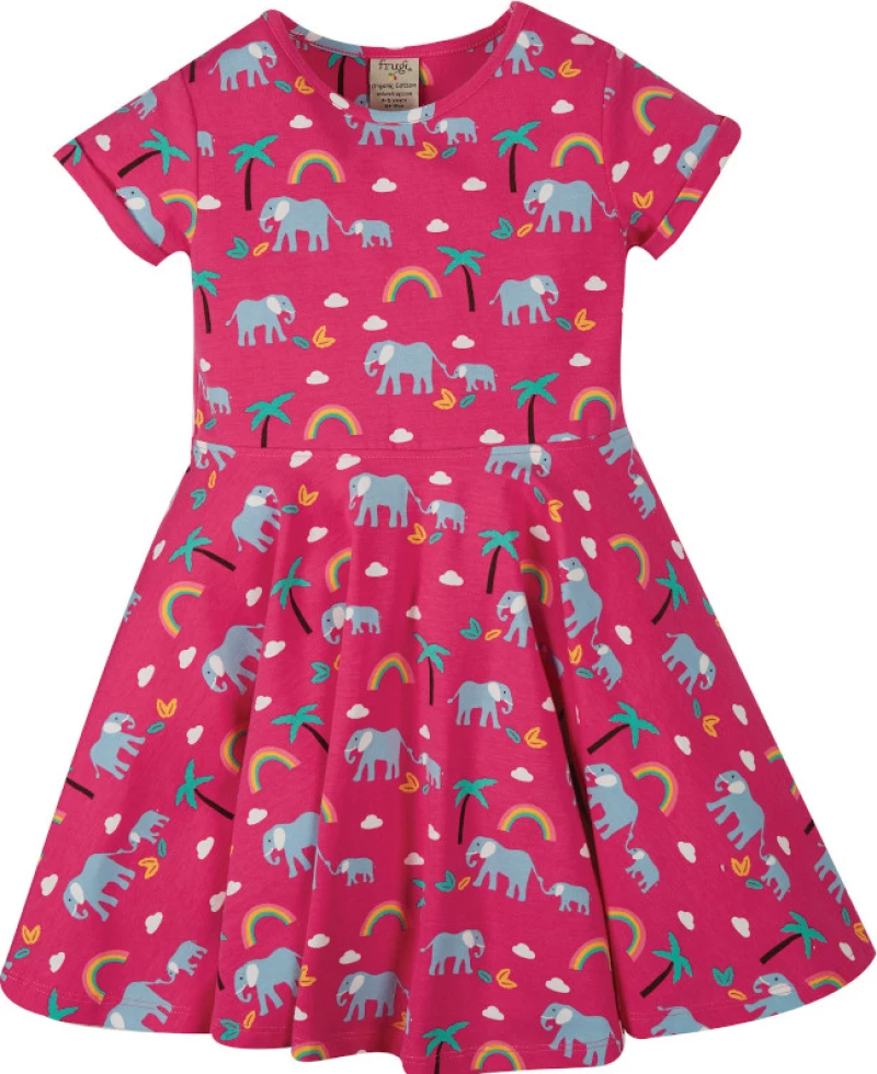 Frugi Φόρεμα “Rainbow Walks” Φούξια οργανικό βαμβάκι