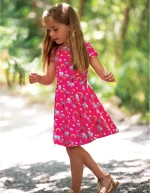 Frugi Φόρεμα “Rainbow Walks” Φούξια οργανικό βαμβάκι