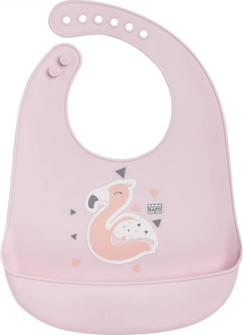 Saro Σαλιάρα Σιλικόνης Flamingo +6m