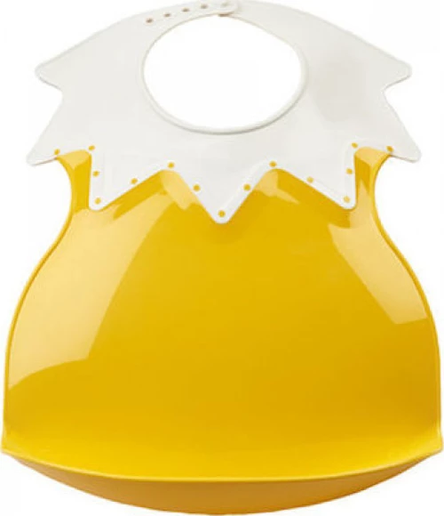 Thermobaby Αδιάβροχη Σαλιάρα Πλαστική με Κουμπί "Soft Arlequin" με Τσέπη Yellow για 4 m+