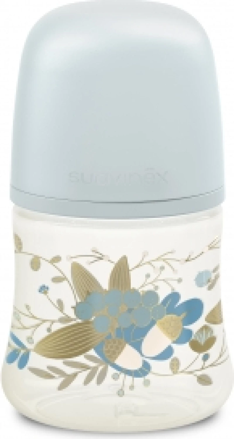 Suavinex Μπιμπερό Πλαστικό GOLD 150 ml Σιλικόνη Small Physio +0m Σιέλ