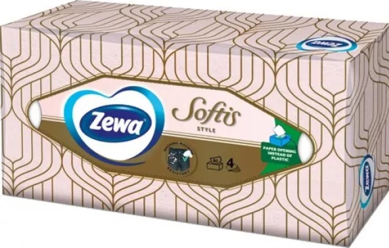 Zewa Softis Style Box Design Επιτραπέζια Χαρτομάντηλα Τετράφυλλα 80 τμχ