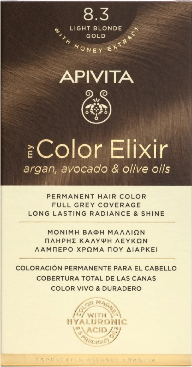 Apivita My Color Elixir Μόνιμη Βαφή Μαλλιών No 8.3 Ξανθό Ανοιχτό Μελί 50ml