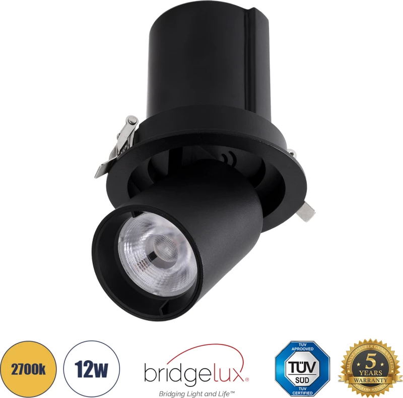 GloboStar VIRGO-M 60309 Χωνευτό LED Spot Downlight TrimLess Θερμό Λευκό Φ11x11.5cm Μαύρο