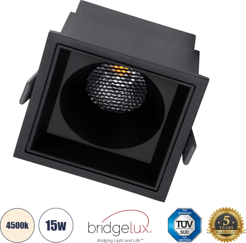 GloboStar PLUTO-B 60280 Χωνευτό LED Spot Downlight TrimLess Φυσικό Λευκό Φ10.4x6.5cm Μαύρο