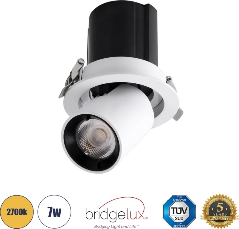GloboStar VIRGO-S 60303 Χωνευτό LED Spot Downlight TrimLess Θερμό Λευκό Φ9x9cm Λευκό με Μαύρο Κάτοπτρο