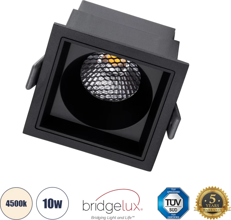 GloboStar PLUTO-M 60274 Χωνευτό LED Spot Downlight TrimLess Φυσικό Λευκό Φ8.4x5.9cm Μαύρο