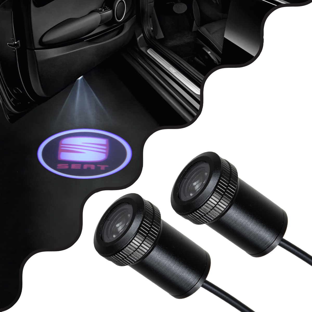 GloboStar 81621 SEAT Brand Logo Προτζέκτορας Προβολής Μάρκας Αυτοκινήτου LED Ψυχρό Λευκό