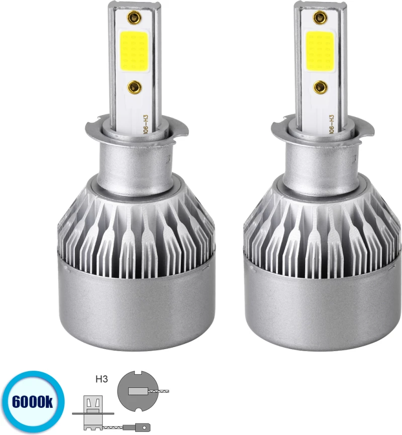 GloboStar 82001 H3 72W 1st Generation Can-Bus Series LED C6 8-48V IP65 Ψυχρό Λευκό 6000K