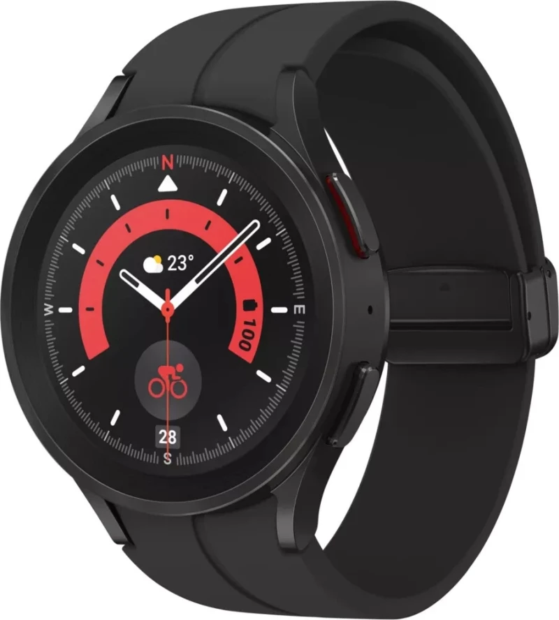 Samsung Galaxy Watch5 Pro LTE Titanium 45mm Αδιάβροχο με Παλμογράφο (Black)