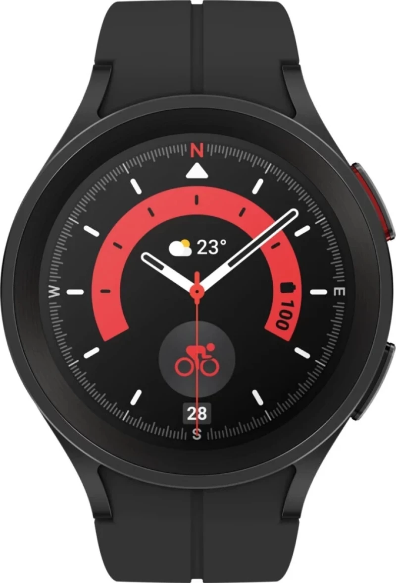 Samsung Galaxy Watch5 Pro LTE Titanium 45mm Αδιάβροχο με Παλμογράφο (Black)