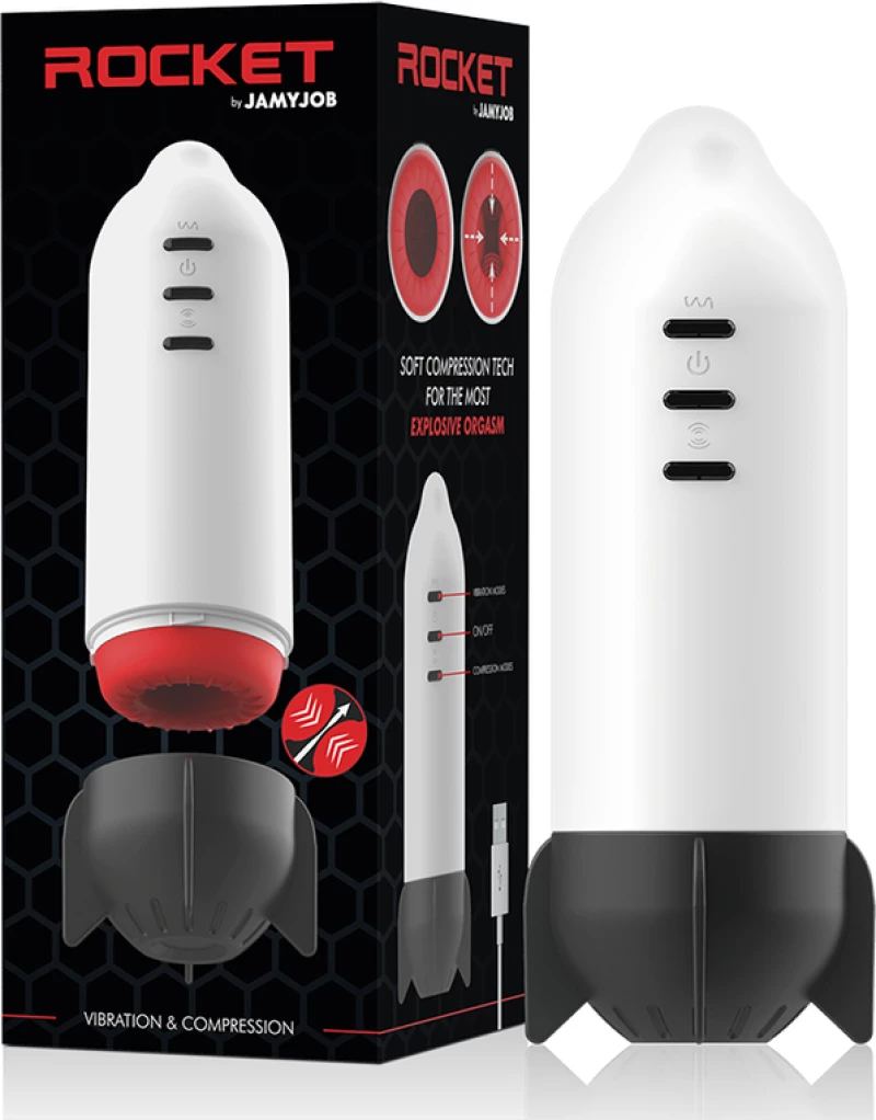 Jamyjob Rocket Masturbator Soft Compression Tech And Vibration