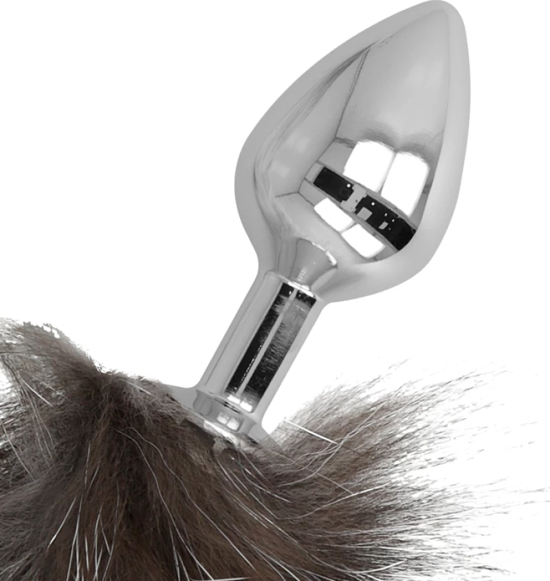 DARKNESS 7cm BUTT PLUG AND 40cm BROWN AND GREY TAIL