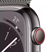 Apple Watch Series 8 Cellular Stainless Steel 41mm Αδιάβροχο με eSIM και Παλμογράφο (Graphite/Graphite Milanese Loop)