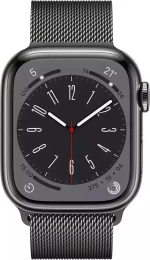 Apple Watch Series 8 Cellular Stainless Steel 41mm Αδιάβροχο με eSIM και Παλμογράφο (Graphite/Graphite Milanese Loop)