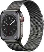 Apple Watch Series 8 Cellular Stainless Steel 41mm Αδιάβροχο με eSIM και Παλμογράφο (Graphite/Graphite Milanese Loop)