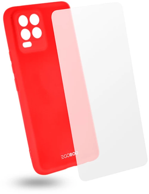 EGOBOO  Tempered Glass + Case Rubber TPU Coral (Realme 8/8 Pro)