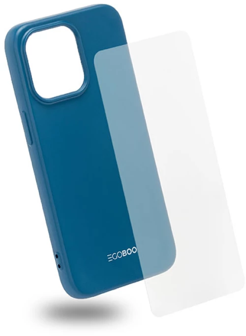 EGOBOO Case TPU Sky Blue+Tempered Glass (iPhone 13 Pro)