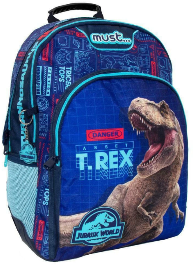 Τσάντα Πλάτης Δημοτικού Must Jurassic World T.Rex 25lt Μπλε 33x16x45cm 570779