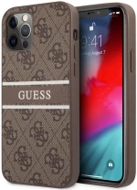 Guess "4g Logo Collection" Printed Stripe Θήκη Προστασίας Από Δερματίνη – Iphone 12 Pro Max (καφέ)