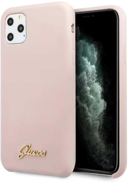 Guess “vintage Script Gold Logo Collection” Σκληρή Θήκη Προστασίας Από Σιλικόνη – Apple Iphone 11 Pro (ροζ)