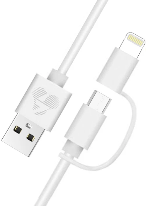 Powertech Καλώδιο Usb Σε Micro/lightning Prime Pt-707, Mfi, 1m, Λευκό