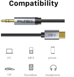 Cabletime Καλώδιο Aux Usb Type-c Σε 3.5mm C160 1m Μαύρο