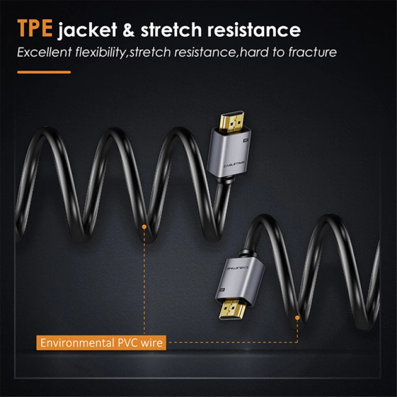 Cabletime Καλώδιο Hdmi 2.0 Av566, 4k/60hz, 3m, Μαύρο