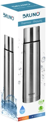 Bruno Θερμός Brn-0069 Με Καπάκι-κύπελλο Anti-slip 1000ml Ασημί