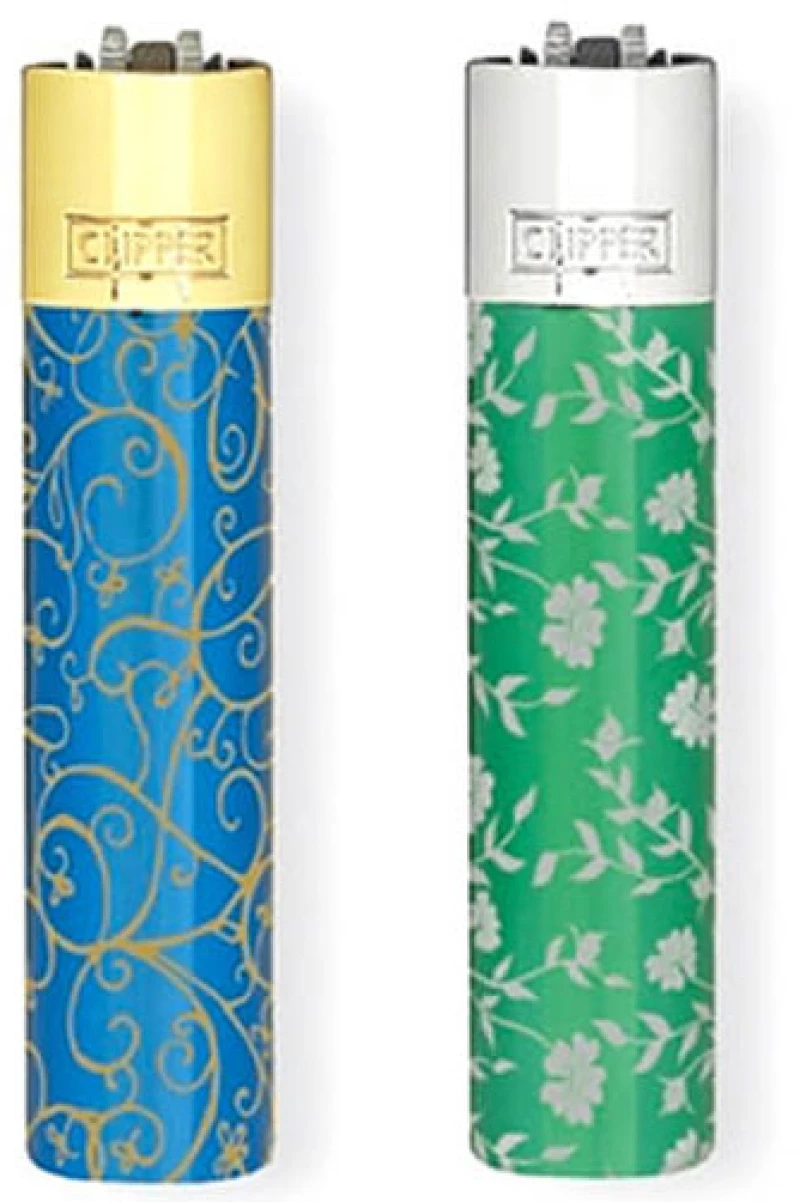Clipper Αναπτήρας Μεταλλικός Μεγάλος - Blue & Green Pattern