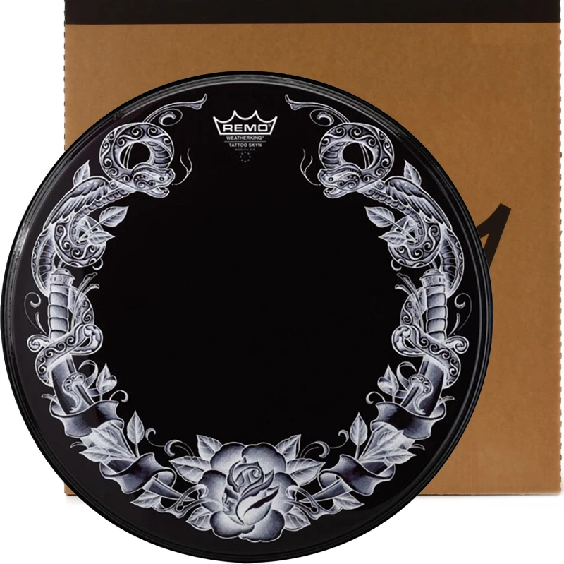 Remo Powerstroke P3 Skyndeep Tattoo Dragonrose On Black, Bass - 22"