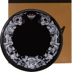 Remo Powerstroke P3 Skyndeep Tattoo Dragonrose On Black, Bass - 22"