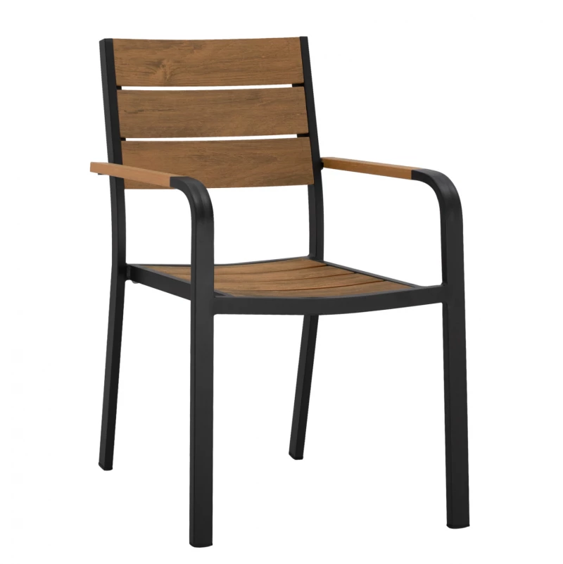 33509 Πολυθρονα Αλουμινιου Saga Ανθρακι Με Polywood 55x56x85υεκ.