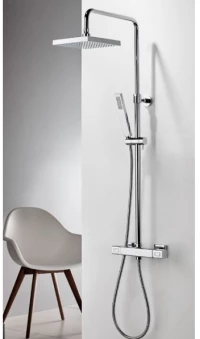 Eurorama Thermo Square 613066 Chrome - Θερμοστατικη Στήλη Ντουζ 2 Εξοδων