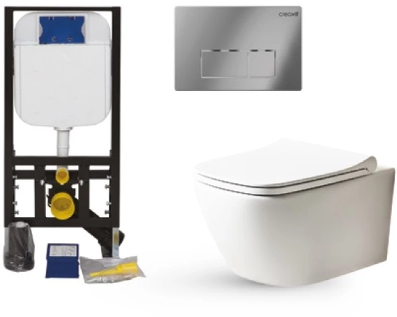 Creavit Set 5003-200 - Λεκάνη Με Καζανάκι Εντοιχισμού & Πλακετα