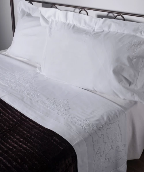 Χειροποιητο Σεντονι 3772 Τριων Τεμαχιων (225cm X 270cm) Λευκο - -