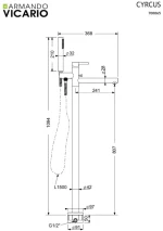 Armando Vicario Cyrcus 700065 Chrome - Επιδαπέδια Μπαταρία Λουτρου