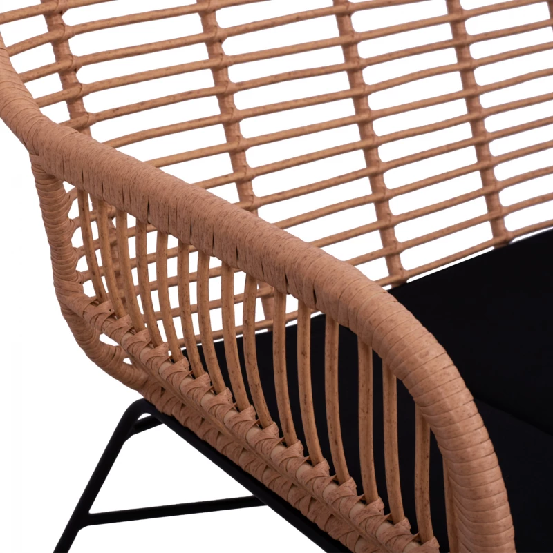 Σετ Σαλονι 4τμχ Allegra Hm5460 Μεταλλο & Wicker Σε Μπεζ Χρωμα