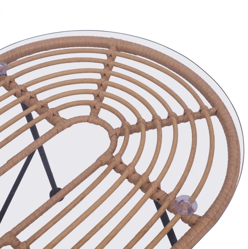Σετ Σαλονι 4τμχ Allegra Hm5460 Μεταλλο & Wicker Σε Μπεζ Χρωμα