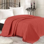 Lino Κουβερτα Με Κροσια Safari Red 220x240 Red Υπέρδιπλο