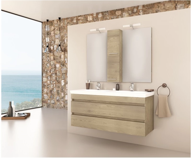 Drop Luxus 120 Wood - Πάγκος Με Νιπτήρα & Καθρέπτη