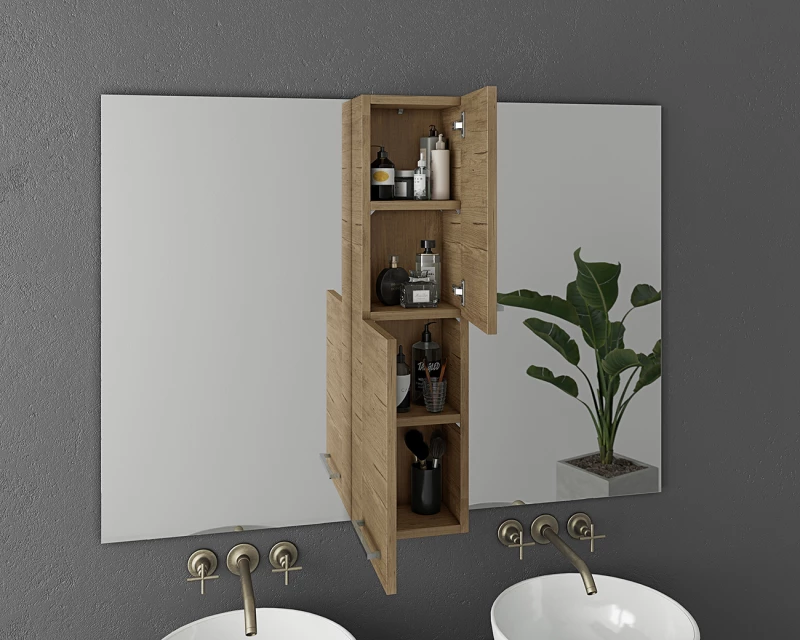 Drop Luxus 120 Wood - Πάγκος Με Νιπτήρα & Καθρέπτη